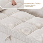 Storage Bench for Bedroom End of Bed, Upholstered Storage Ottoman Bench with Pillows for Foot of Bed, Bedroom,Living Room, Entryway, Corduroy White