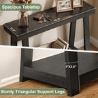 Black Console Table, 43.5 Inch Narrow Black Entryway Table with 2-Tier Storage, 500lbs Heavy Duty Sofa Table Behind Couch, Hallway Entry Table for Small Spaces, Living Room & Foyer