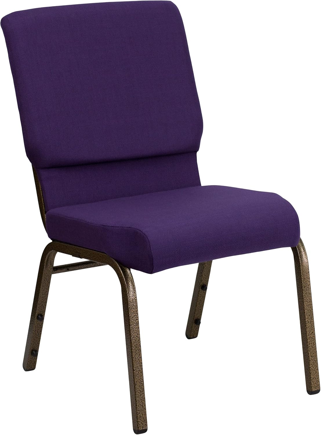 EMMA + OLIVER Stacking Auditorium Chair with 19" Seat - Royal Purple Fabric/Gold Vein Frame