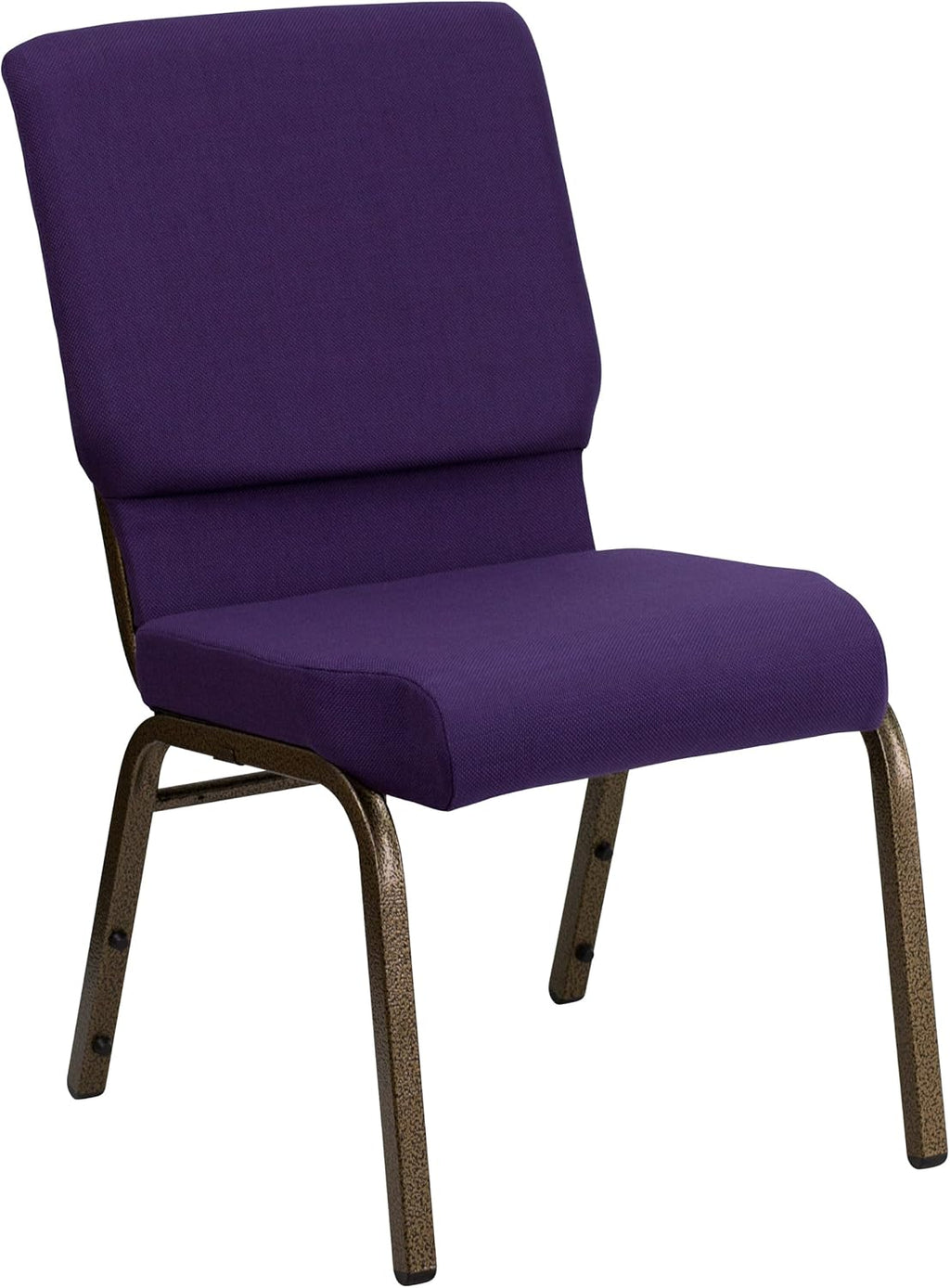 EMMA + OLIVER 18.5" W Stack Church Chair, Royal Purple Fabric/Gold Vein Frame