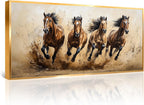 Azatyam Running Horse Wall Art Wild Horses Western Canvas Prints Brown Galloping Stallion Animal Picture Large Nature Artwork for Living Room Bedroom Office Home Decor Aluminum Alloy Frame 28" x 58"