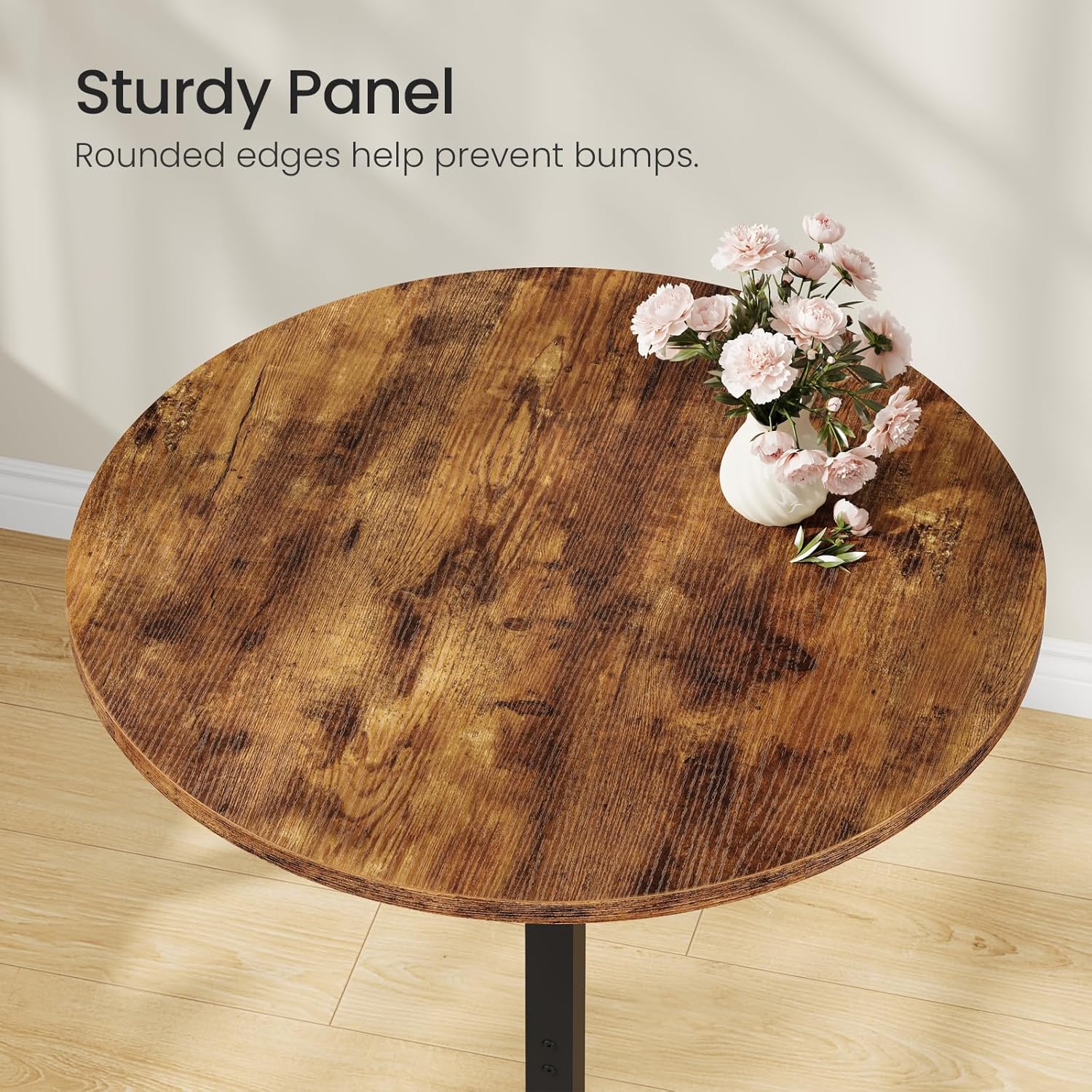 CHOEZON 21.6" Round Bar Table, Pub Table with Windmill-Inspired Base, Cocktail Table, for Bar, Pub, Cafe, Dining Room, Rustic Brown and Black TBT04BF