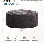 Hobestluk Adults Bean Bag Chair 5FT Big BeanBag Chair Giant Large Oversized | Memory Foam,Washable Cover,Unique Fluffy Plaid,Comfy Bean Bag with Filler Lounging Gaming Bedroom Living Room | Dark Grey 5FT