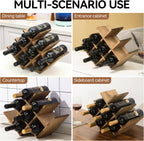 KIRIGEN Wooden Wine Rack, 8-Bottle 3-Tier Countertop Wine Holder, Brown | 16.73 x 5.91 x 11.14 In, Holds 8 Standard Wine Bottles for Cabinets, Pantry Shelves, and Kitchen Counter, Assembly Required
