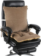 ALIBO Low Back Pain Relief Desk Kitchen Office Chair Lumbar Support and Tufted Seat Pads Cushion Nonslip Soft Recliner Backrest Pads with Adjustable Straps and Ties
