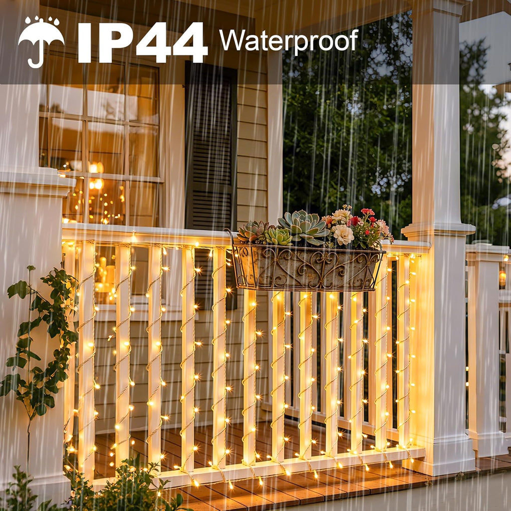 Ollny Fairy Lights Battery Operated 2 Pack, Total 200 LED 66 FT Battery String Lights, Waterproof LED Light with 8 Modes, Bedroom Indoor Outdoor Classroom Party Decorations, Warm White