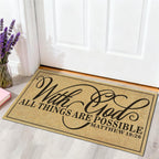 Mat Doormat for Outside Entrance Durable Christian Mat for Front Door Low-Profile Indoor Outdoor Mats Non-Slip Backing with God Floor Rug for Living Room Religious Gifts Home Decor 16.9 x 29.9 Inch