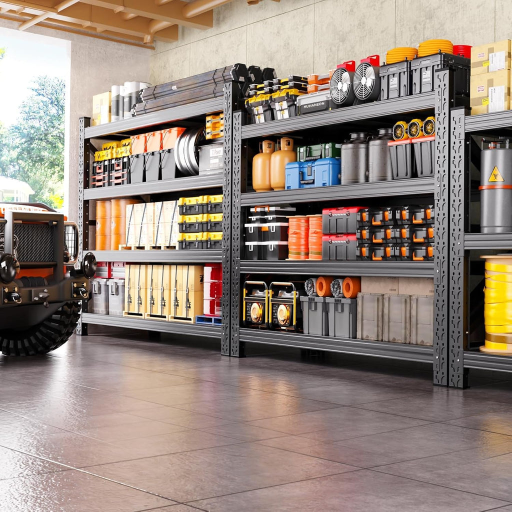 79"W Heavy Duty Storage Shelves, 8000LBS Adjustable Garage Shelving Unit, Rust Proof Large Metal Storage Rack, 24"D x 79"W x 74"H Industrial Shelving for Warehouse, Basement, Shop, Supermarket
