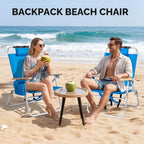 Bonnlo Lightweight Backpack Beach Chair, 2 Pack Portable Beach Chairs for Adults with Side Bag. 3 Level Adjustable Positions for Camping Patio and Picnic