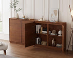 LKTART Mid Century Modern Sideboard Buffet Cabinet,Narrow Walnut Entryway Storage Cabinet,Modular Storage Cabinets with 2 Doors for Living Room,Kitchen,Hallway (2 Pieces,78" L*9.25" D)