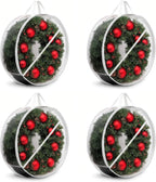 ProPik Christmas Wreath Storage Bag - 4 Pack Clear Christmas Wreaths Storage Container- Garland Holiday Artificial Wreath Storage Holder –Water Proof Transparent PVC (White, 36 Inch)