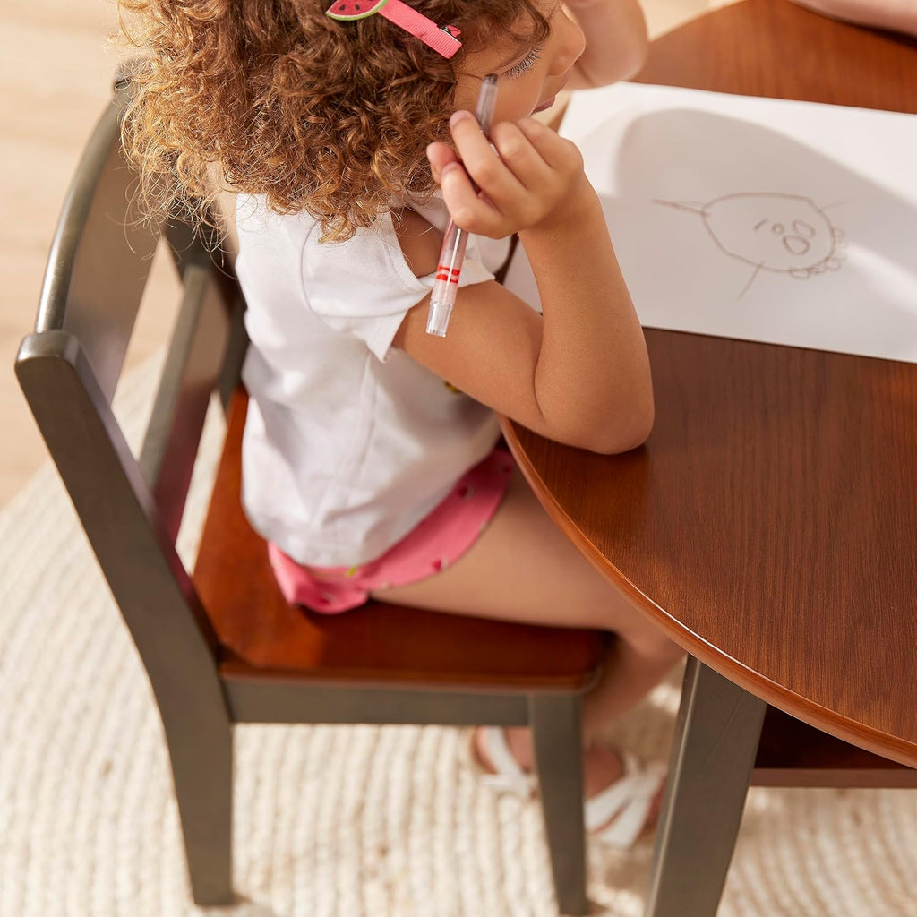 ECR4Kids Hideaway Chair, Kids Furniture, Dark Walnut/Grey Wash, 2-Pack