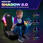 X Rocker Shadow RGB 2.0 Floor Rocker, Audio Console Gaming Chair - Neo Motion™ Sync App Controlled LED Lights, Headrest Speakers, Folding Rocking Base, Wipe-Clean Faux Leather for Kids & Teens - Black