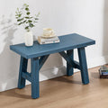 30" Farmhouse Entryway Bench, Rustic Solid Wood Dining Room Bench Small Entryway/Hallway Bench for Indoors Entry Way Seating for Living Room, Hallway, Porch, Easy Assembly, Blue