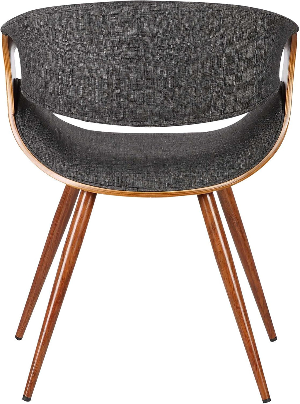 Armen Living Butterfly Mid-Century Dining Chair in Walnut Finish and Charcoal Fabric - Set of 2