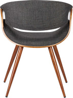 Armen Living Butterfly Mid-Century Dining Chair in Walnut Finish and Charcoal Fabric - Set of 2