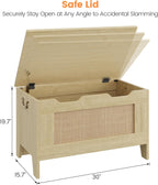 IDEALHOSUE 30” Storage Chest, Wooden Storage Bench with Safety Hinge, Retro Blanket Storage Trunk for Entryway, Living Room, Supports 350 lb, Light Oak