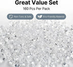 160 Pcs Fake Ice Cubes for Vase Filler, Fake Diamonds 22 * 18mm Acrylic Rocks for Vases, Plastic Gems, Artificial Crushed Ice Props for Sensory Bin Filler, Table Confetti, Faux Centerpieces