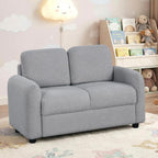 HONEY JOY Toddler Couch, Children Loveseat Sofa Armchair w/Wooden Frame, Teddy Fleece, Flexible Seating for Daycare, Preschool, Playroom, Upholstered Reading Couch, Kids Chair for Boys Girls (Gray)