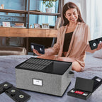 Lukeline VHS Storage Box with Lid, Large Capacity VHS Storage Case Holds 50 Tapes, Stackable VHS Holder Storage Containers for Living Room, Bedroom, Study Room,2-Pack