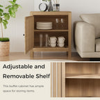 Buffet Cabinet with Storage,28.5" Farmhouse Sideboard Coffee Bar Cabinet,Modern Wood Kitchen Accent Cabinet Console Table with Door and Adjustable Shelf for Dining Room and Living Room,Natural