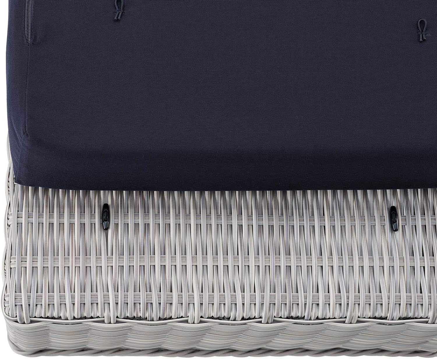 Conway Sunbrella® Outdoor Patio Wicker Rattan Ottoman in Light Gray Navy