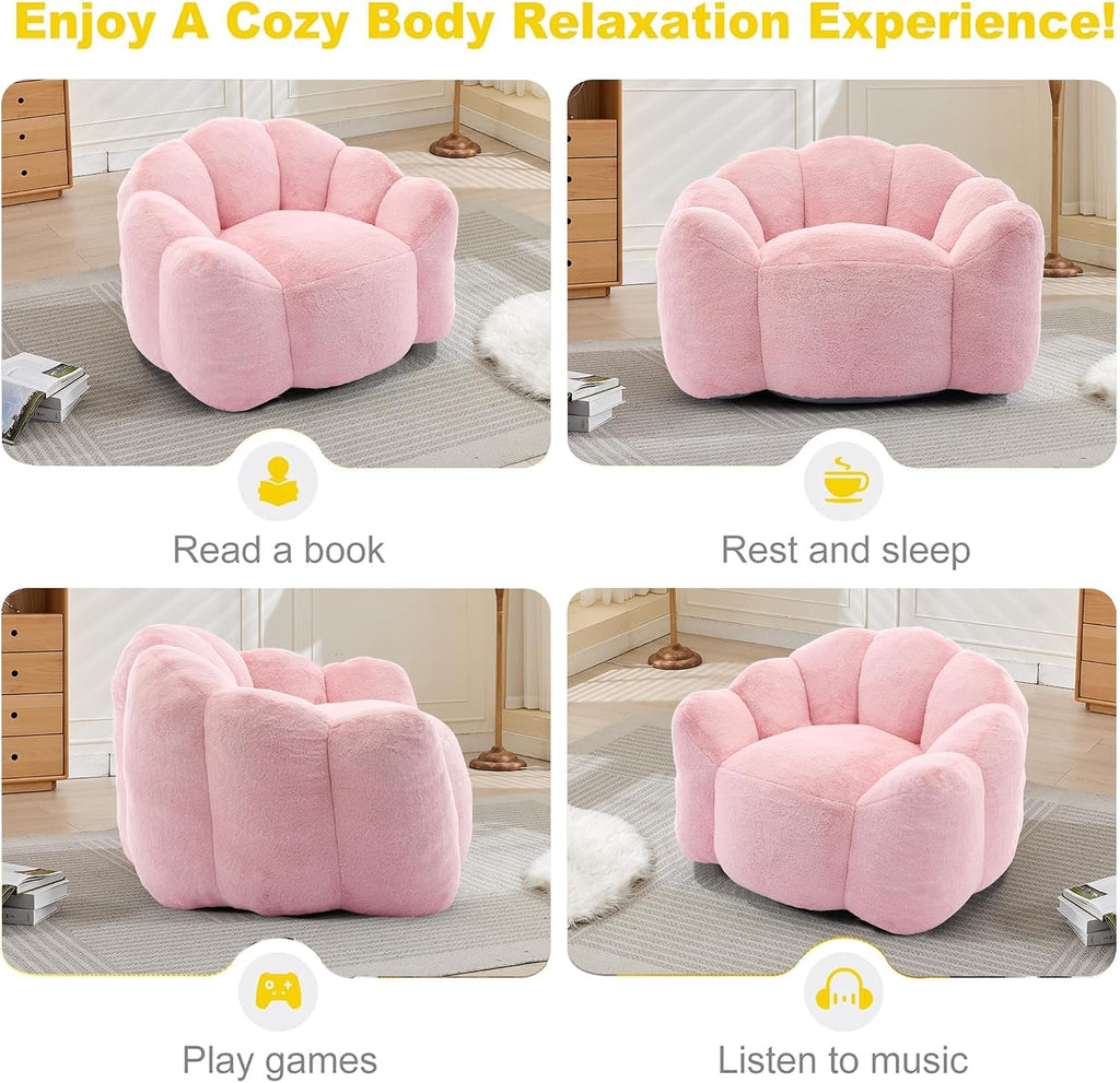 YISHENG Bean Bag Chairs, Large Bean Bag Couch for Adults,Stuffed Single Sofa Chair Comfy Giant Bean Bag Chair with Spacious Design for Playing or Bedroom,Reading Pink