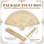 Personalized Wedding Fans For Guests Bulk Custom Wooden Folding Hand Fans With Organza Bags For Wedding Party Baby Shower Graduation