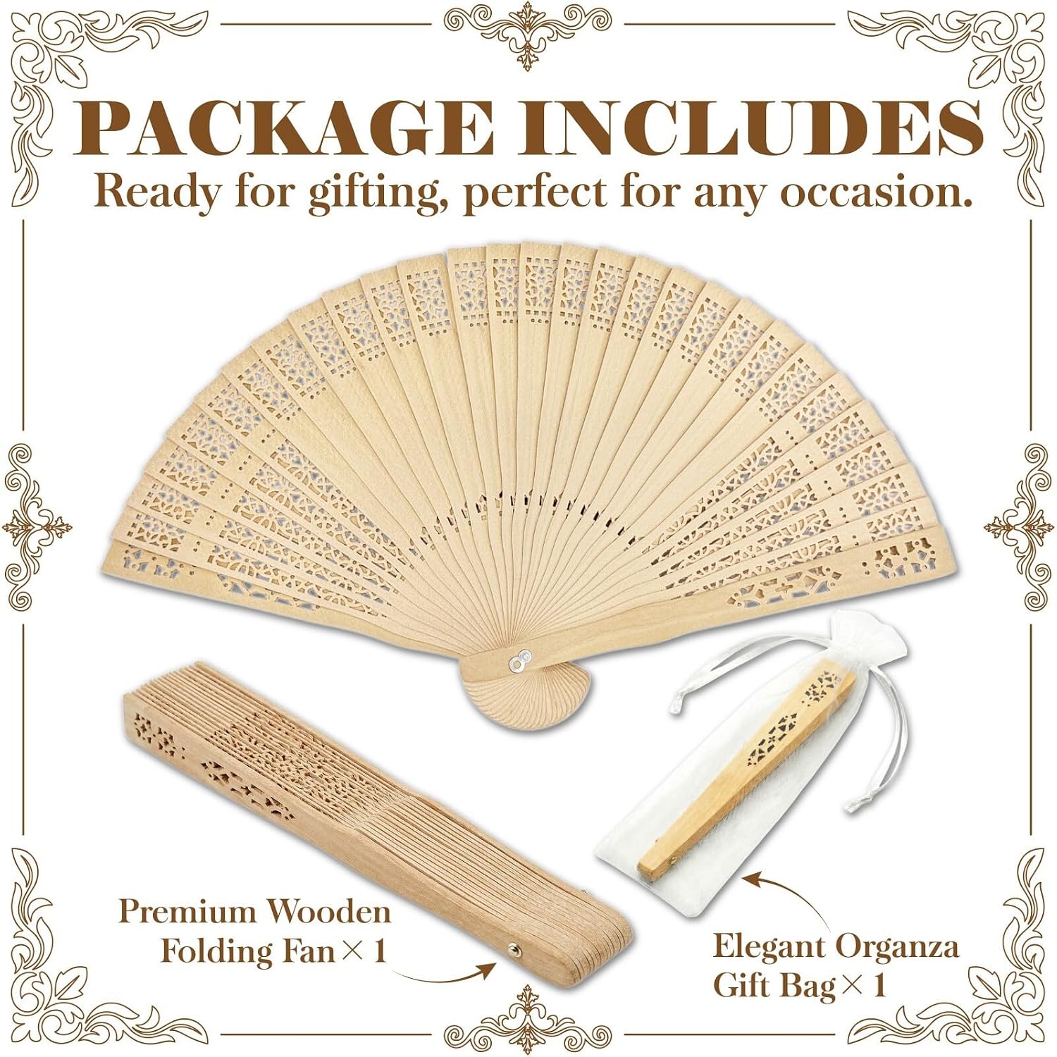 Personalized Wedding Fans For Guests Bulk Custom Wooden Folding Hand Fans With Organza Bags For Wedding Party Baby Shower Graduation