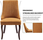 Modern Dining Chairs Set of 4, Mid Century Kitchen & Dining Room Chairs, Linen Upholstered Kitchen Chairs with Wood Legs, Sillas de Comedor, Easy Assembly, Yellow, 4 Pieces