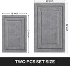HOMEIDEAS Bathroom Rugs Sets 2 Piece, Super Soft and Absorbent Non Slip Microfiber Machine Washable Bath Mat Set (20" x 32" + 16" x 24", Grey)
