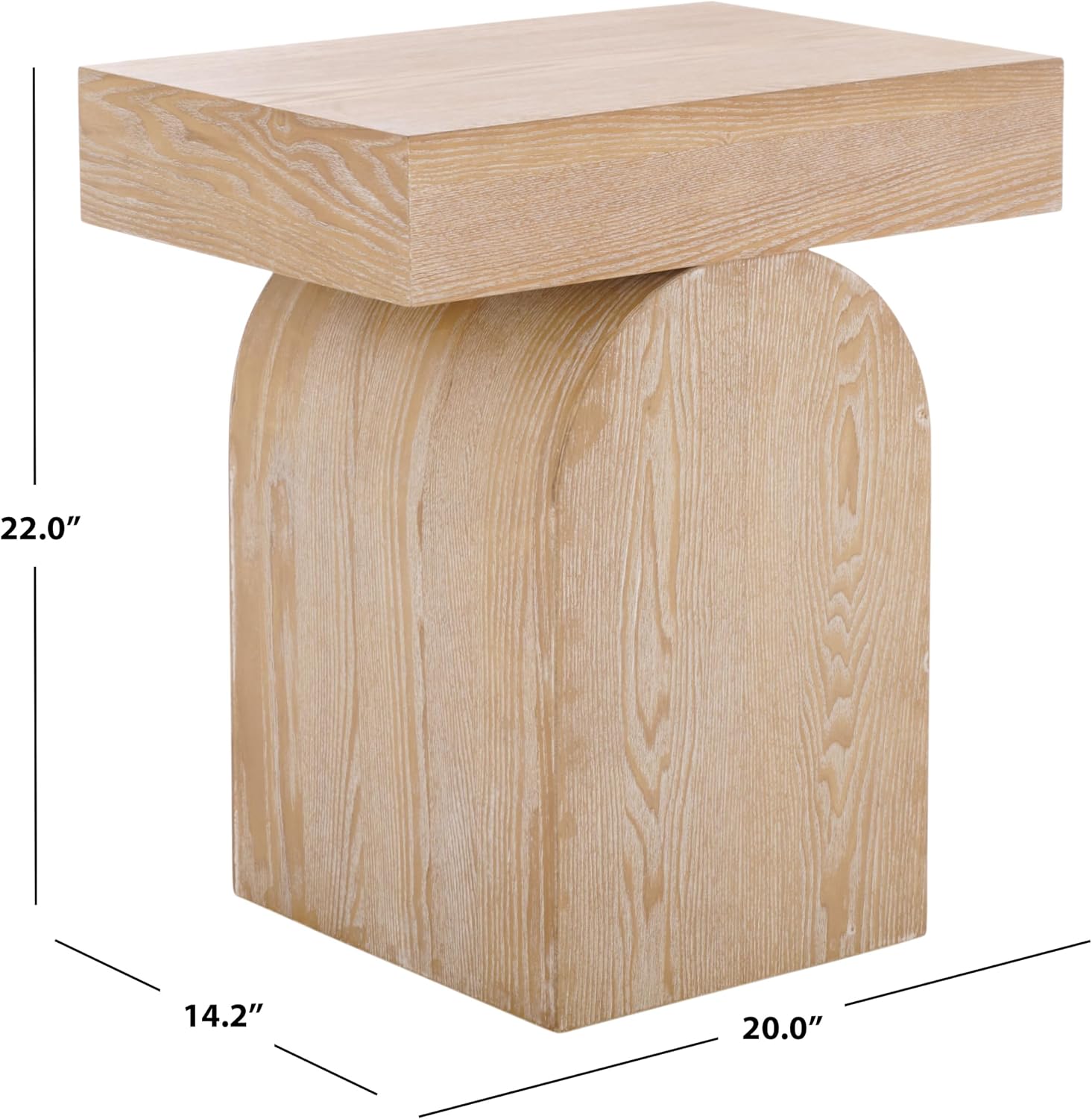 SAFAVIEH Home Collection Baraki Modern Bleached White Pedestal End Table (Fully Assembled)