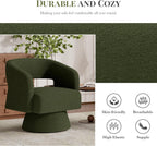 Luxanimarion Swivel Barrel Accent Chair Set of 2,Oversized Teddy Upholstered Round Swivel Chairs,Modern Luxury 360 Degree Living Room Vanity Chair for Bedroom Office,Green,2PCS