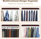 Belt Hanger for Closet, Sturdy Wood Belt Rack Closet Accessories with 14 Hooks Belt Organizer for Closet Organizers and Storage Max 42 Belts-Mahogany 2 Pack
