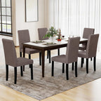 GOFLAME Upholstered Dining Chairs Set of 2, Fabric Kitchen Chairs with Padded Seat, Tilt Backrest, Rubber Wood Legs, Armless Side Chairs for Dining Room, Living Room, Restaurant, Brown