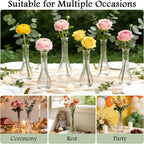 Glass Vases for Centerpieces, 12 Pack Clear Flower Vases for Wedding Decorations and Indoor Home Decor, Hurricane Candle Holder for Table Shelf, Party