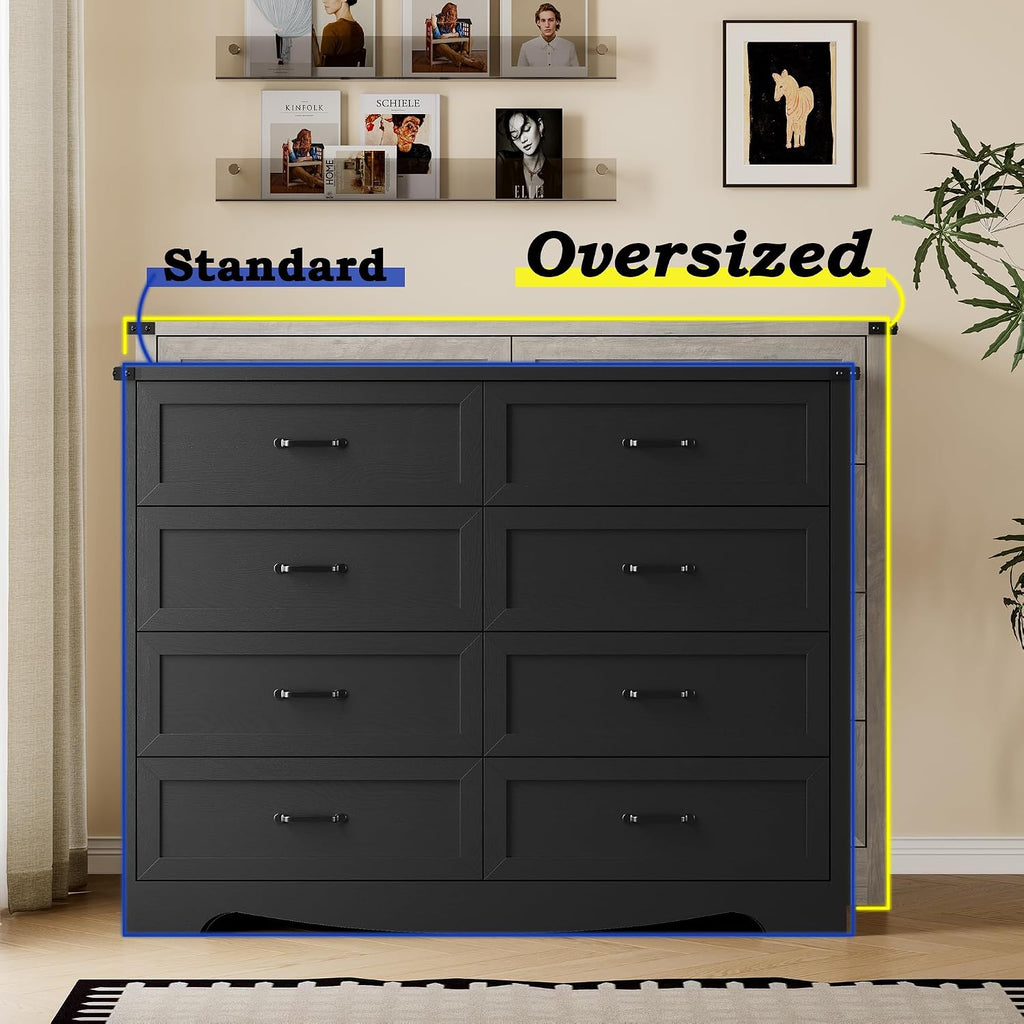 BORNOON 8-Drawer Dresser for Bedroom, Modern Wooden Chest of Drawers with Metal Handles, Anti-Tipping Design, Sturdy and Stable Storage Organizer for Living Room, Entryway, Home Office