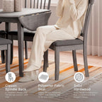 Signature Design by Ashley Shullden Upholstered Dining Chair, Set of 2 | Hardwood solids frame in medium gray, Easy-clean charcoal polyester over foam, Space-saving armless slat-back design