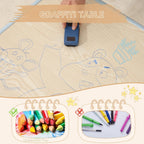 Kids Table and 2 Chairs Set, Height Adjustable Toddler Chairs, Graffiti Desktop Study With Anti-Slip Foot Covers, Children Activity Set for Ages 2-10, Blue Grey