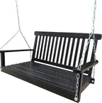 Front Porch Swing with Armrests, Wood Bench Swing with Hanging,for Outdoor Patio,Garden Yard, Porch, Backyard, or sunroom,Easy to Assemble (Black)