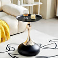 Light Luxury Coffee Table Living Room Metal Moving knickknacks Bedroom nightstand Creative Sofa Side Several Balconies Round Table Italian-Style Telephone Table (Black)