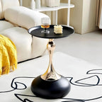 Light Luxury Coffee Table Living Room Metal Moving knickknacks Bedroom nightstand Creative Sofa Side Several Balconies Round Table Italian-Style Telephone Table (Black)