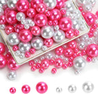 300PCS No Hole Pearls for Vase Filler Beads, 8/14/20 mm Floating Pearls for Centerpieces Vases, Pink White Faux Pearl Round Foating Beads for Crafts Wedding Party Decor DIY Candles Centerpiece