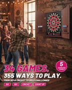 Electronic Dart Board with Cabinet Set, Dartboard with 8-Player Color Light | 3 Large LCD Displays with 34 Games, Automatic Scoring, 12 Darts+100 Tips, Great Gift for Man Cave Game Room Home Bar