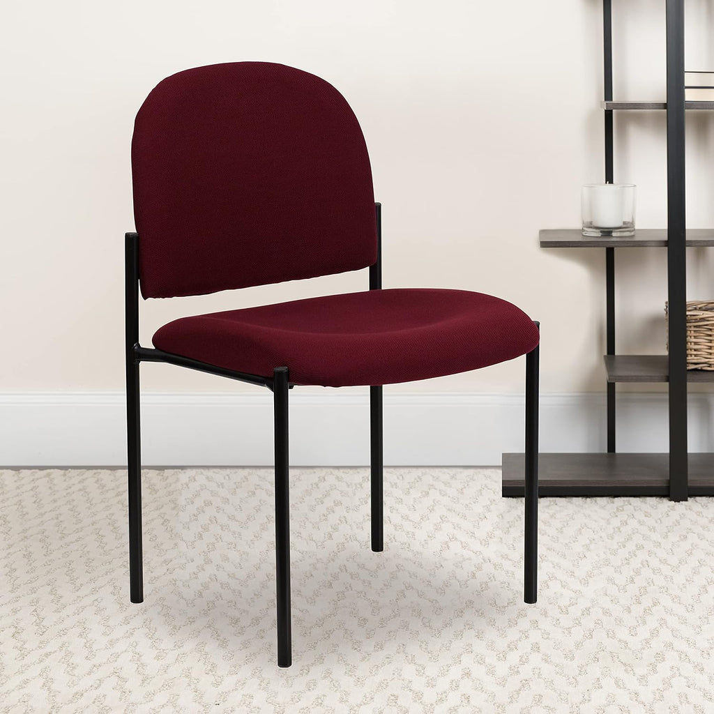 EMMA + OLIVER Comfort Burgundy Fabric Stackable Steel Side Reception Chair