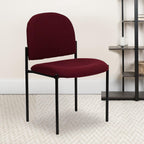 EMMA + OLIVER Comfort Burgundy Fabric Stackable Steel Side Reception Chair