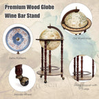 MEDIMALL Wood Globe Bar Liquor Cabinet, 16th Century Italian Replica Bar Stand for Liquor, Wine, Stemware, Vintage Alcohol Cart w/Liquor Shelves, Globe Bar Cart for Living Room, Dining Room