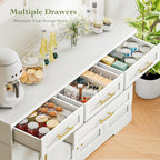 Concho 54" Buffet Cabinet with Storage, Kitchen Sideboards Small Coffee Bar Cabinet with 4 Drawers, Modern Kitchen Storage Cabinet for Living Room, Pure White