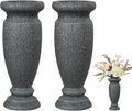 Cemetery Vase, Resin Grave Vase Memorial Flowers Vases for Home Tabletop, Artificial or Fresh Flowers, Cemetery Grave Headstone Decorations (2Pcs, Grey), No Draining Holes