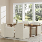 KISLOT Upholstered Dining Chairs Set of 4, Washable Cover Modren Deskchair with 4 Casters & Hidden Storage for Dining Room, Living Room, Home Office, Beige, 4 Box